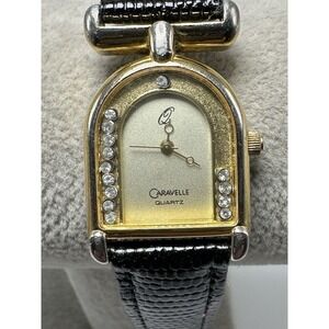 Caravelle By Bulova 1B06L Floating Crystals New Battery Ladies 22MM 7.5" Rare W8